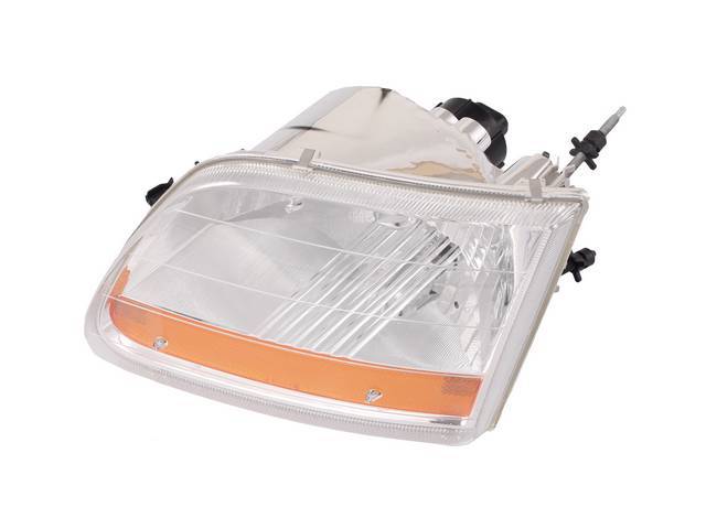 Headlight Assembly, Clear Lens with Yellow Lower Lens, LH