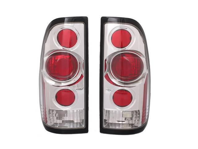 LENS, Taillight, CUSTOM CLEAR WITH RED, EURO, PAIR