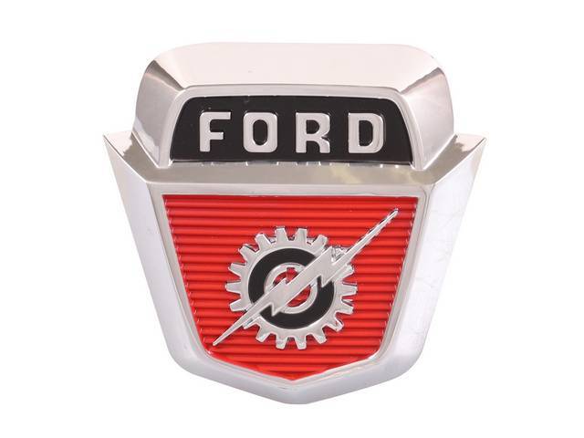 ORNAMENT, HOOD FRONT, *FORD* WITH GEAR AND LIGHTNING BOLT