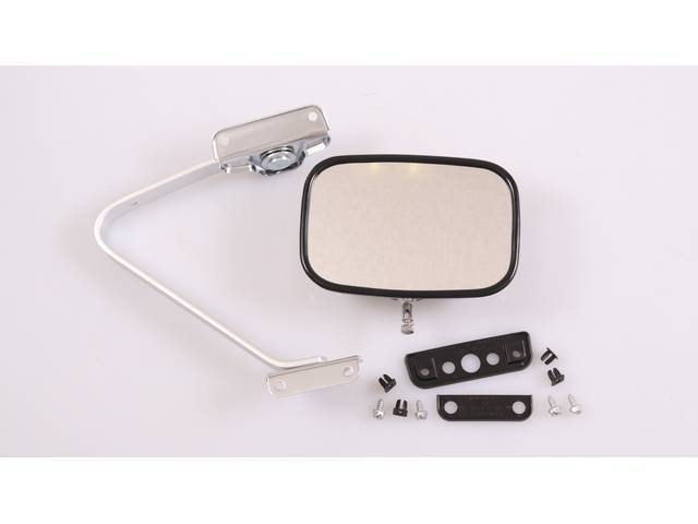 MIRROR AND BRACKET ASSY, REPLACEMENT, RH, CHROME, CONVEX