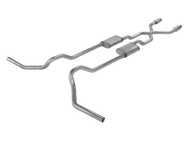 Pypes Stainless Stainless Steel Crossmember Back Exhaust Kit, Race Pro Mufflers