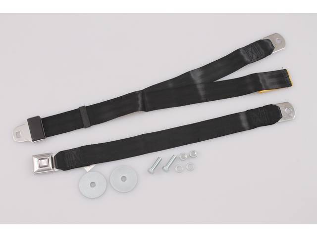 Classic Style Lap Seat Belt, 2 Point, black