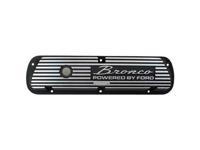 Valve Covers, finned Aluminum, Bronco Powered By Ford, Black Wrinkle Finish