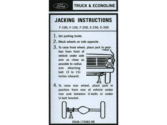 DECAL, INTERIOR, JACK INSTRUCTIONS
