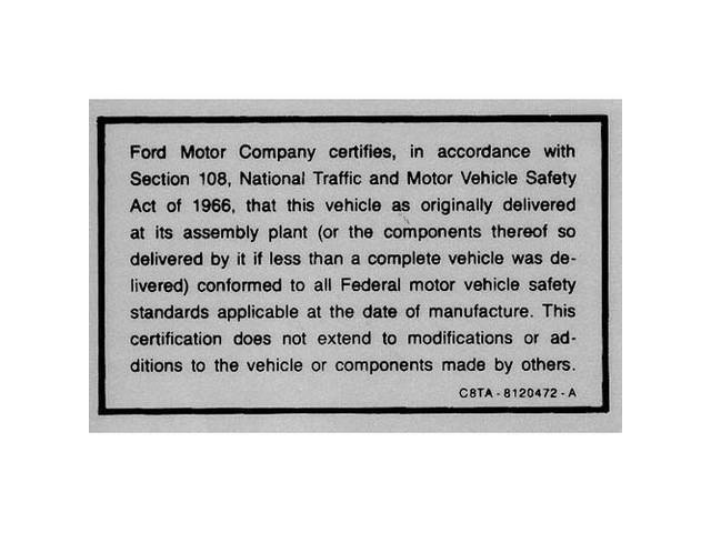 DECAL, INTERIOR, JACK SAFETY ACT