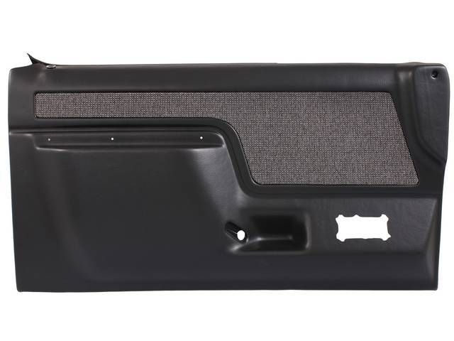 DOOR PANELS, REPLACEMENT STYLE, BLACK WITH CHARCOAL GRAY CLOTH INSERTS