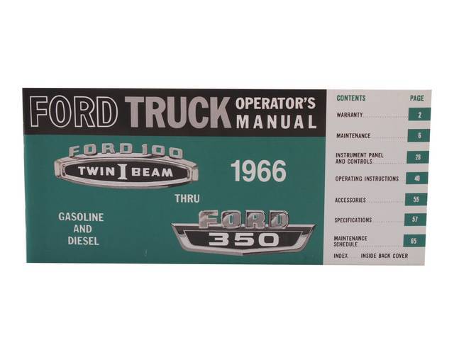 OWNERS MANUAL, 1966 Truck
