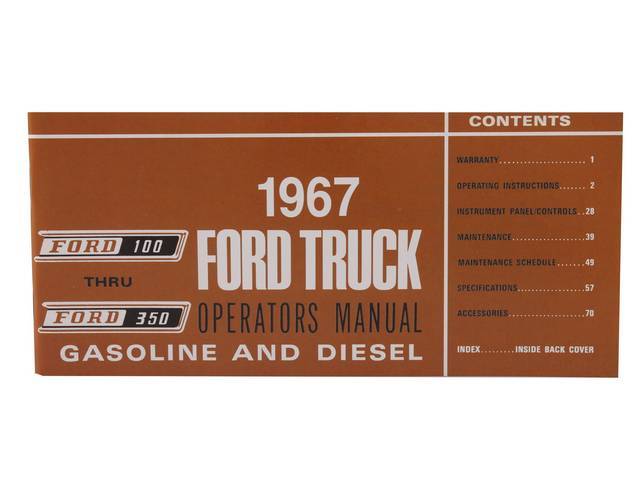 OWNERS MANUAL, 1967 Truck