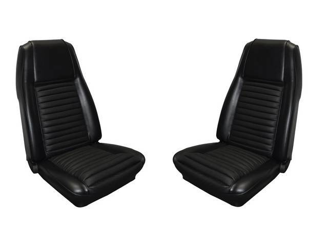 Front Bucket Upholstery, Mach 1, black with black stripe