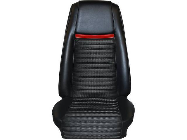 Front Bucket Upholstery, Mach 1, black with red stripe