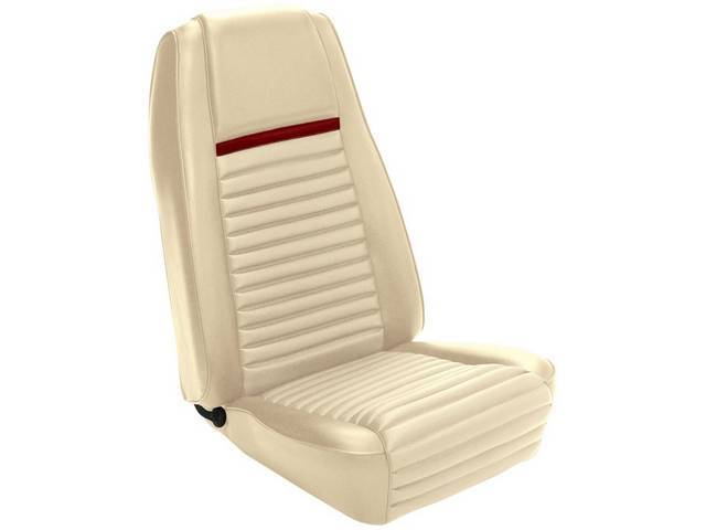 Front Bucket Upholstery, Mach 1, white with red stripe