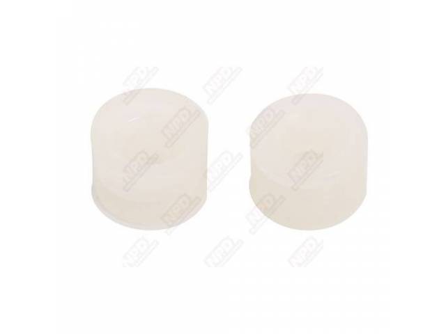 Back Stops, Front Bucket Seat, White Nylon, Pair, Repro, These Back Stops Are Designed To Keep The Front Seat Level And Install Over Factory Studs