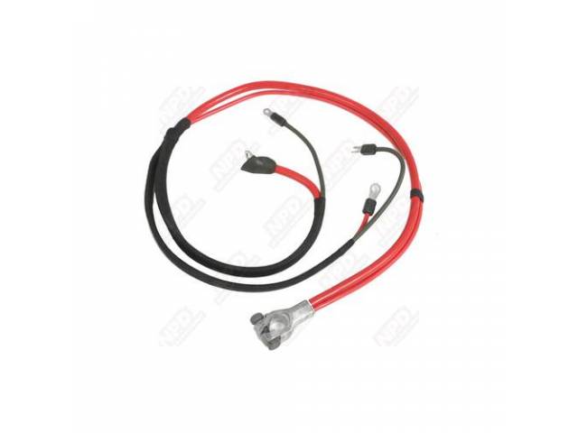 Cable, Battery, Positive, Correct Style Terminals, Split Starter Lug End, Repro