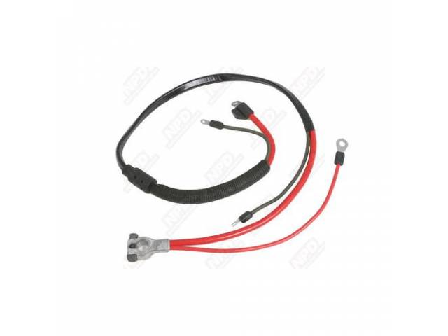 Cable, Battery, Positive, Correct Style Terminals, Split Starter Lug Design, Incl Heat Sheath, Repro