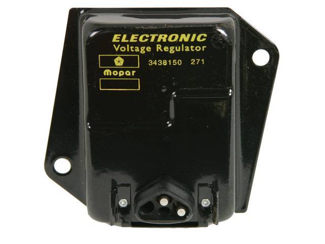 Voltage Regulator, Triangular Plug In, Black W/Mopar Logo,