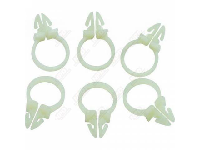 Air Grabber Hose Clips Set, Hose Routing Clips, Fasten To Bottom Of Air Grabber Box, Injection Molded White Plastic, As Original
