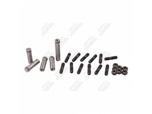 Fastener Kit, Exhaust Manifold, Incl Correct Bolts, Studs, Nuts, Conical Washers And Sleeve Nuts, Oe Style, Repro