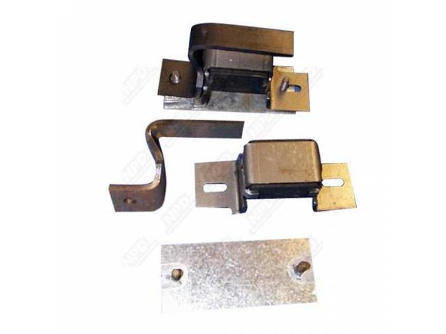 Exhaust Tip Hangers, Brackets, Sold In Pairs, Correct Rubber Bushing Insulator, Includes Trunk Plate
