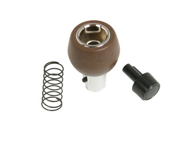 Knob, Shifter, Woodgrain, Incl Black Push Button And