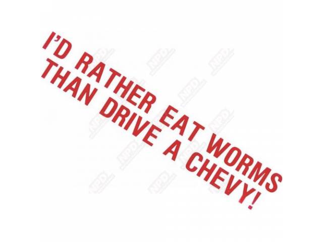 Bumper Sticker, Eat Worms Chevy