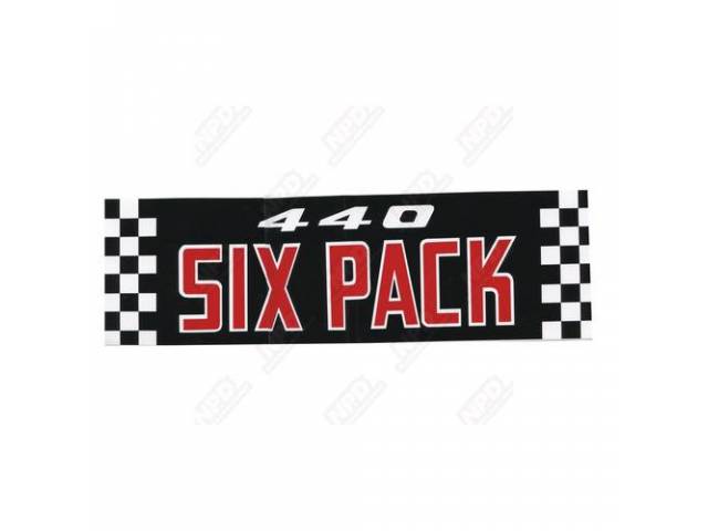 Decal, 440 Six Pack, Air Cleaner, Correct Material And Screen Printed ...