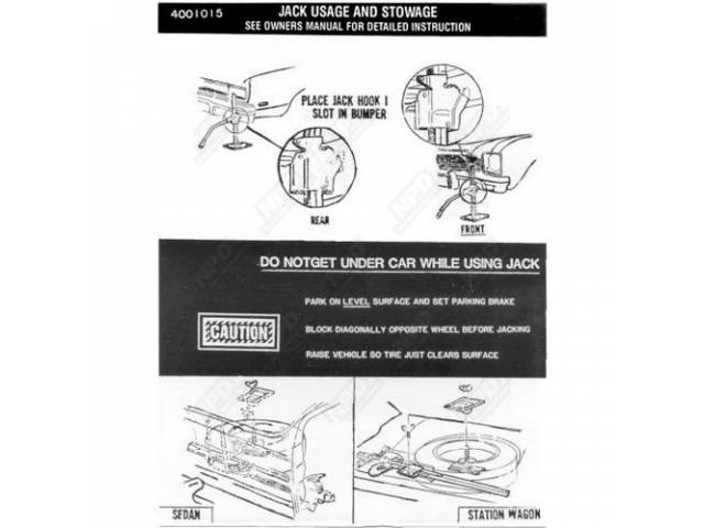 Decal, Jack Instructions, Correct Material And Screen Printed As Original, Officially Licensed Product By Chrysler Llc