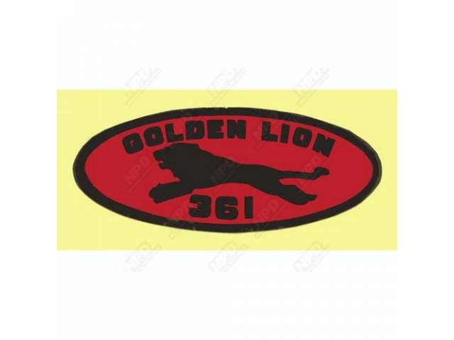 Decal, Golden Lion 361, Valve Cover, Correct Material And Screen Printed As Original, Officially Licensed Product By Chrysler Llc