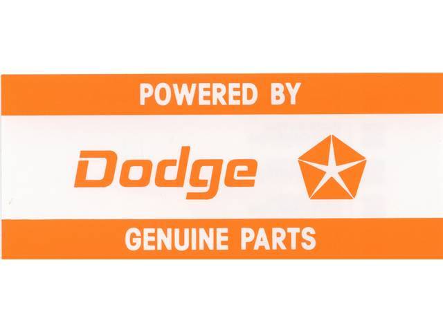 Decal, Powered By Dodge, Correct Material And Screen