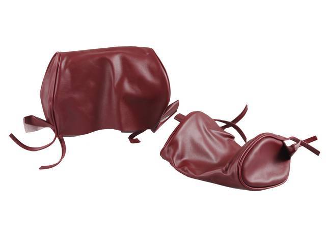 HEADREST COVERS, FRONT SEAT, DARK RED