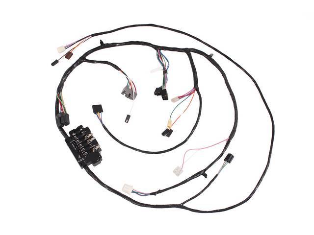 HARNESS, DASH, AUTO OR MANUAL TRANS, W/ DIRECTIONAL SIGNALS, W/O GAUGES. THIS HARNESS IS USED W/ A DASH INSTRUMENT CLUSTER HARNESS