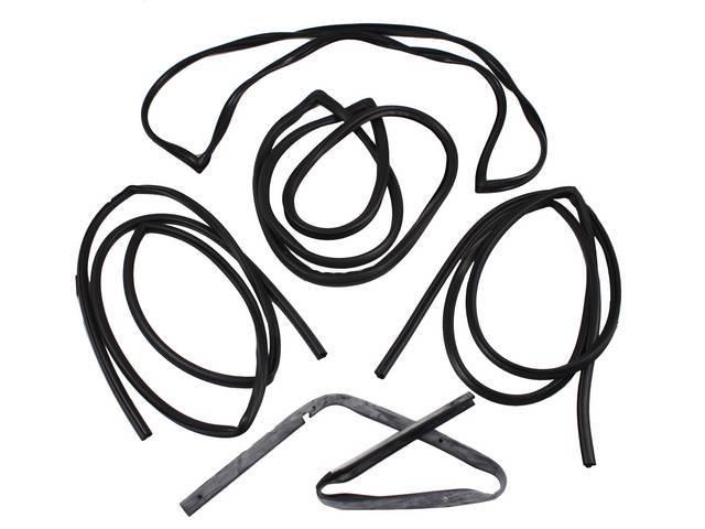 WEATHERSTRIP KIT, Basic, incl seals for windshield, back glass, doors and hood to cowl, repro
