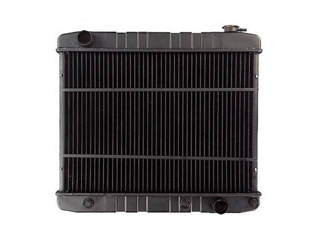 RADIATOR, Replacement Style, brass tanks and copper core, 17 3/8 inch x 24 3/4 inch x 2 inch core, 3 Row, 1 3/4 inch inlet and outlet, repro