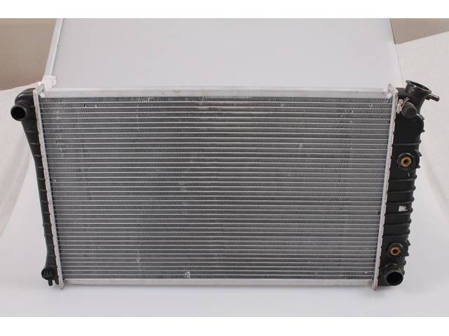 RADIATOR, Replacement Style, plastic tanks and aluminum core, 28 3/8 inch x 17 inch x 1 7/16 inch core, 1 Row, 1 5/16 inch inlet and 1 9/16 inch outlet, repro