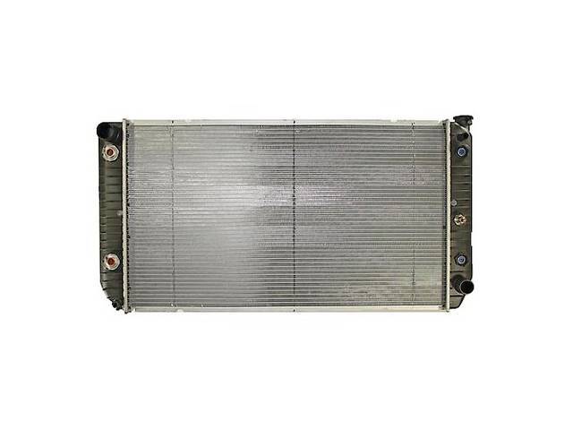 RADIATOR, Replacement Style, brass tanks and copper core, 34 1/4 inch x 18 3/4 inch x 2 inch core, 1 Row, 1 3/4 inch inlet and 1 3/4 inch outlet, repro