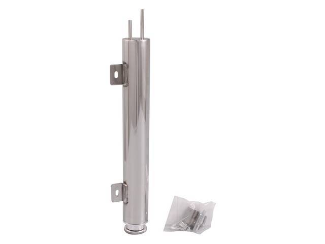 Universal Radiator Overflow Tank, 15 inch, Polished Stainless Steel, includes hardware
