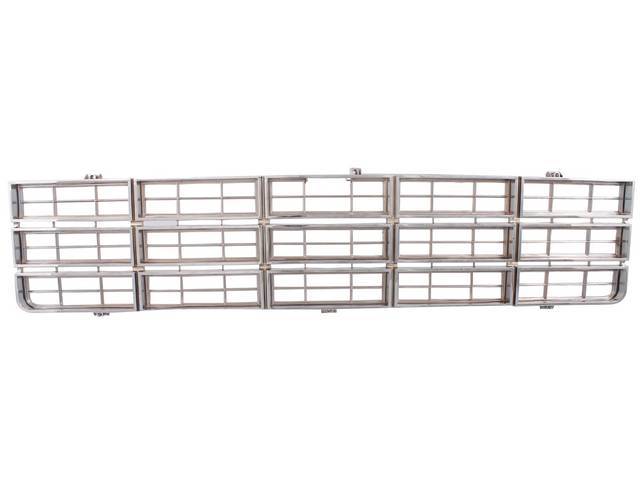 GRILLE, Radiator, W/o mounting area for the *BOWTIE * emblem, Chrome, Repro