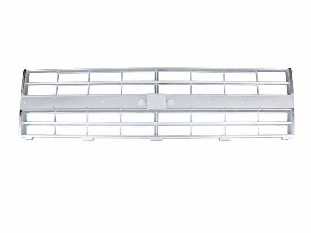 Radiator Grille, with dual rectangular head lights, Light argent finish, repro