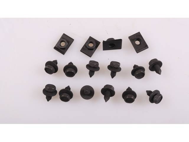 Grille Baffle Fastener Kit, 16-piece kit, OE Correct AMK Products reproduction for (67-68)