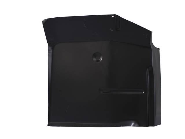 FLOOR PAN, Cab, Front, RH, Half patch section, Does not incl inner rocker panel backing plate, 18 Inch Length x 25 Inch Width, repro ** Req punching plug weld, drain plug holes and mounting points for transmission tunnel cover **  