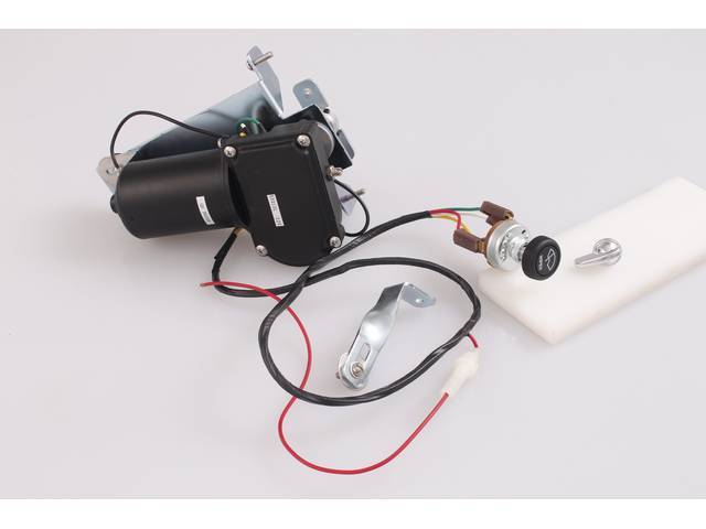 MOTOR CONVERSION, WINDSHIELD WIPER ELECTRIC MOTOR CONVERSION KIT, REPLACES ORIGINAL VACUUM UNIT, *COMPLETE W/ ORIGINAL KNOB*, 12 VOLT