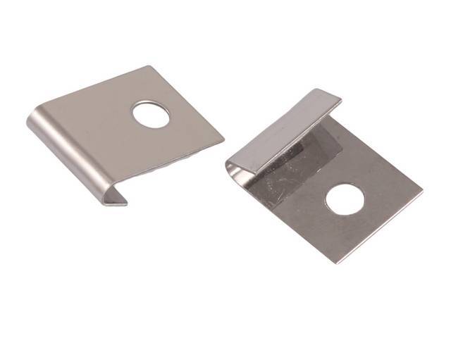 CLIP SET, DOOR PANEL FRAMES, UNION CLIPS ONLY, POLISHED STAINLESS STEEL, (2)