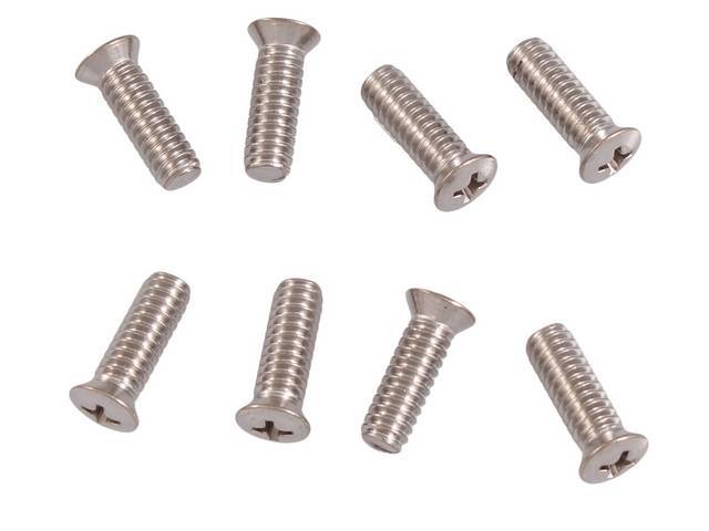 SCREW KIT, DOOR PANEL, 2 DOORS, POLISHED STAINLESS STEEL, (8)