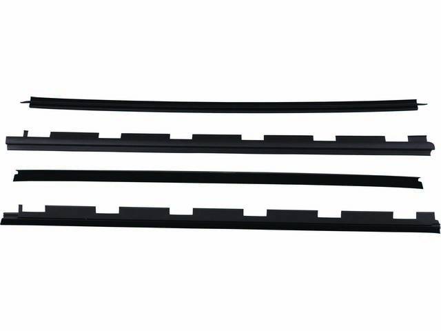 WEATHERSTRIP / FELT KIT, Front Door Window, (4), Inner and outer, located at the beltline, black, repro