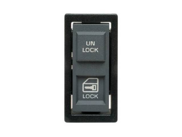 SWITCH ASSY, Power Door Lock, rectangular base, gray switch w/ black bezel, RH or LH, replacement part by Standard