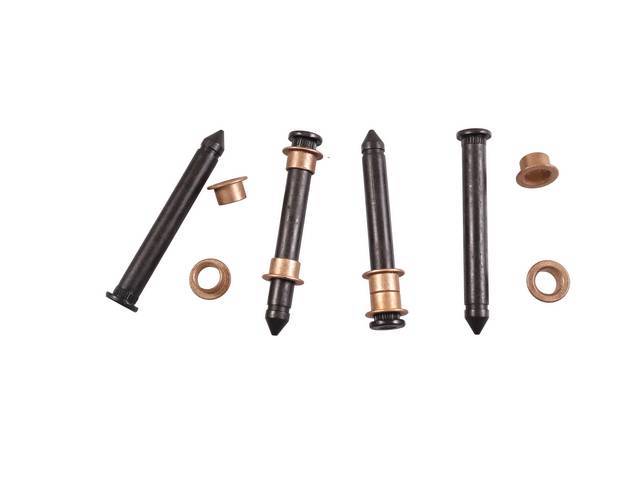 Door Hinge Pin and Bushing Kit, includes pins, bushings, springs and instructions to rebuild all four hinges, reproduction