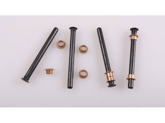 Door Hinge Pin and Bushing Kit, includes pins, bushings, and instructions to rebuild all four hinges, reproduction