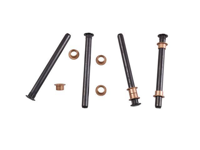 Door Hinge Pin and Bushing Kit, includes pins, bushings, and instructions to rebuild all four hinges, reproduction