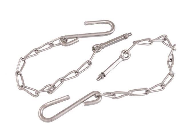 CHAINS, Tail Gate, polished stainless steel, includes hardware, repro