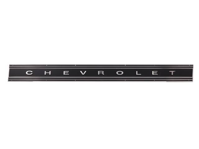 Tailgate Trim Panel w/ Black Insert & "CHEVROLET" lettering for 67-72 Fleetside