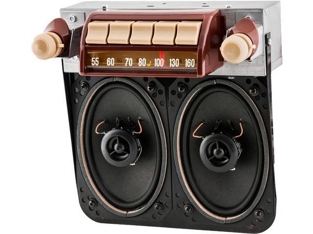 RADIO, AM/FM, OE Appearing W/ dial front face (no digital display), 180 Watt, 10 station presets (5 FM and 5 AM), features 3 1/4 inch case depth (allows for A/C systems and electric wipers), bluetooth, fade and balance control, tone (bass / treble), LED l